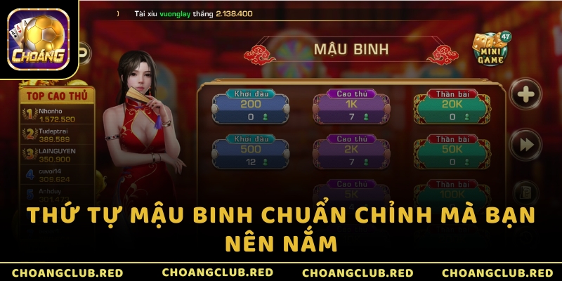 Thứ tự Mậu Binh chuẩn chỉnh mà bạn nên nắm